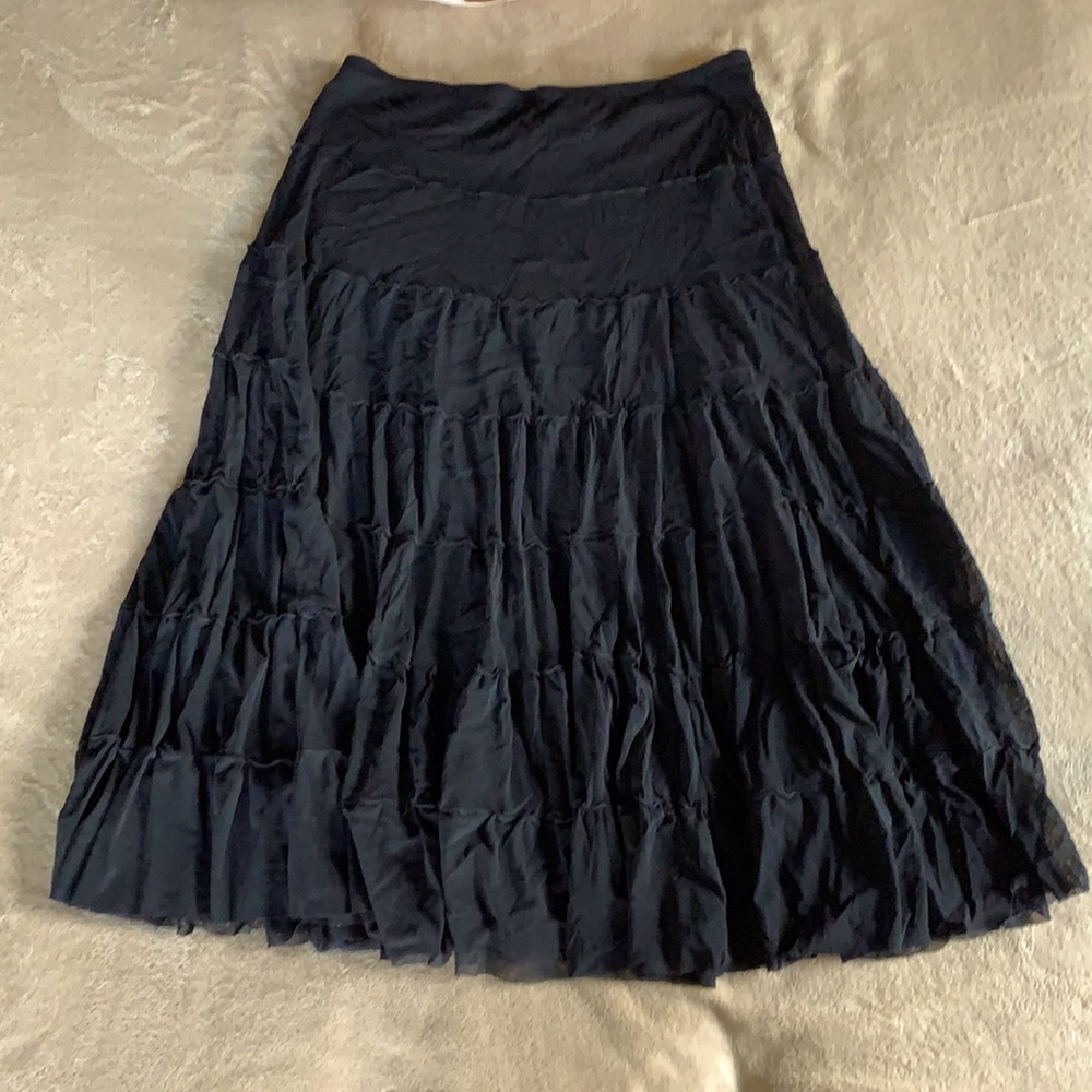 Long Black Tiered \ ruffled  skirt